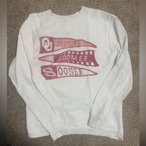 University of Oklahoma - Sooners White and Red Crew Neck Sweater